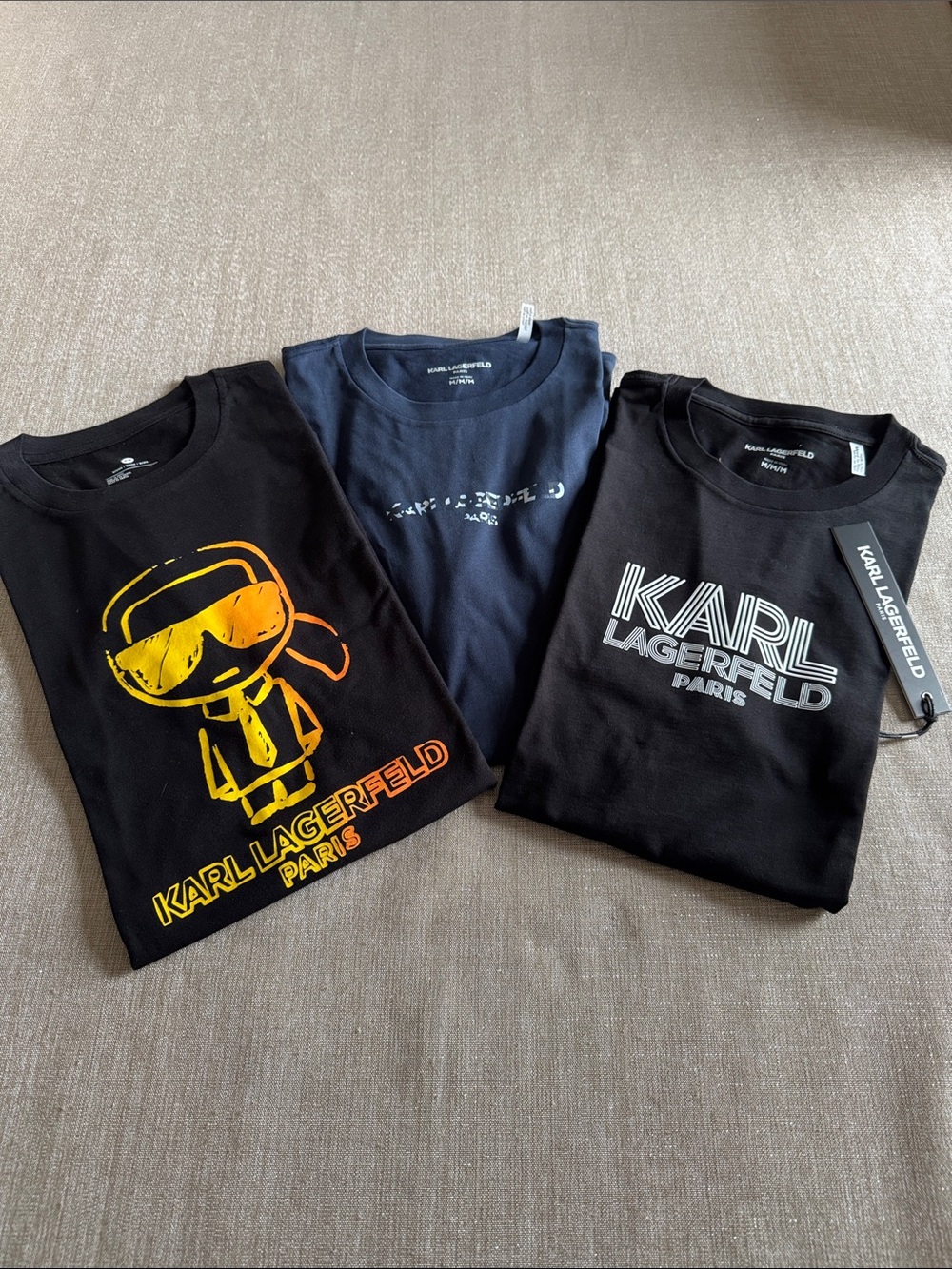 Karl Lagerfeld-NWT’s/Mens M/2 Black & Navy Graphic Tee Trio